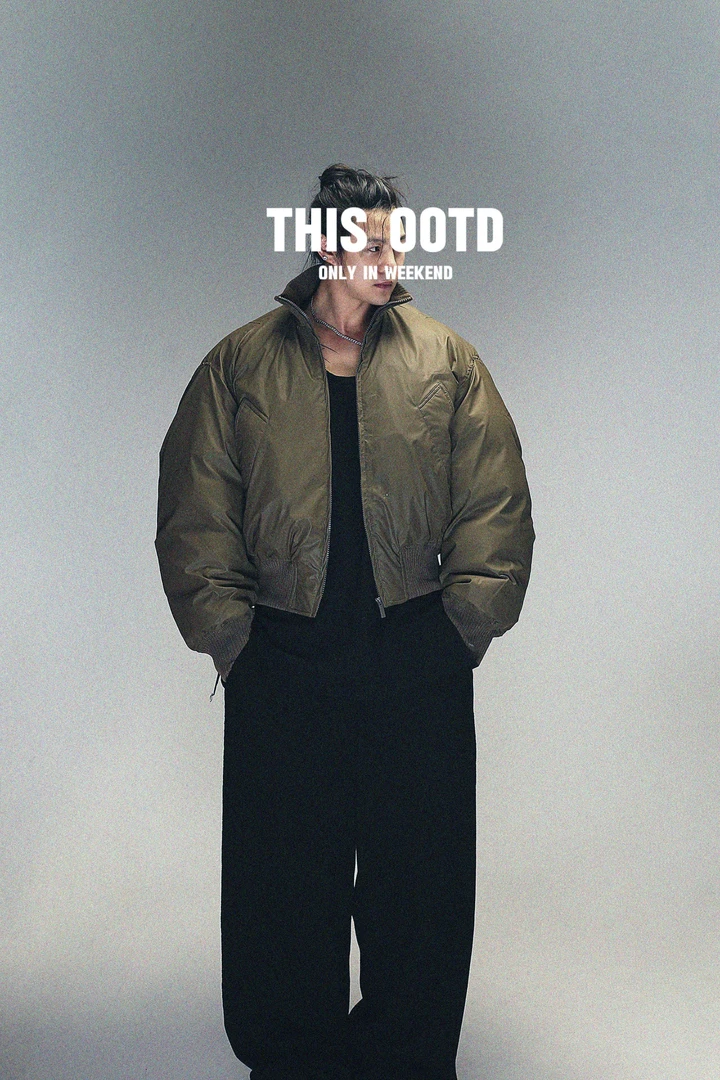 时尚潮流美式个性小众创意设计超短款PU棉衣外套