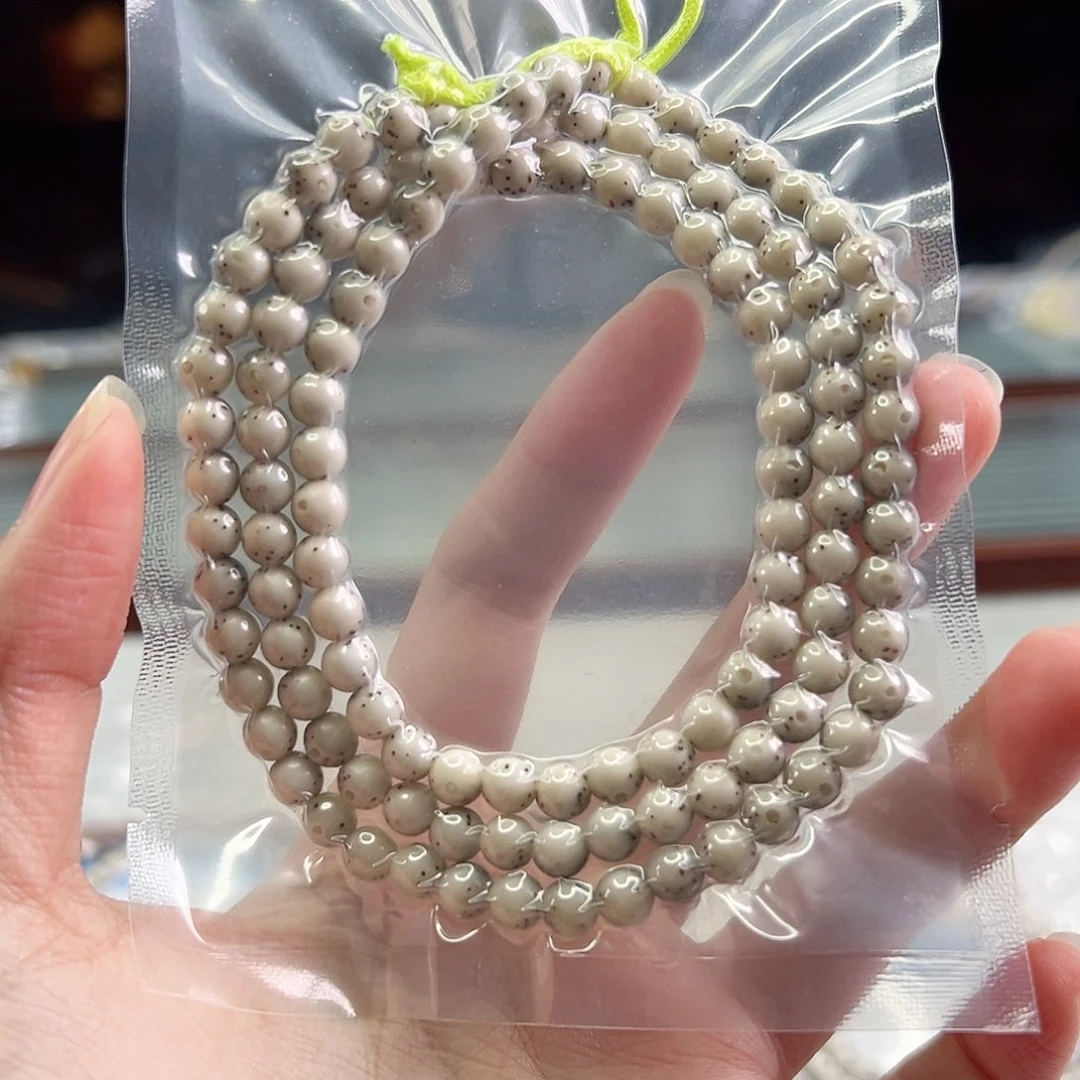 手串星月菩提Fqh6mm石玉料 带月大留白 绿包白