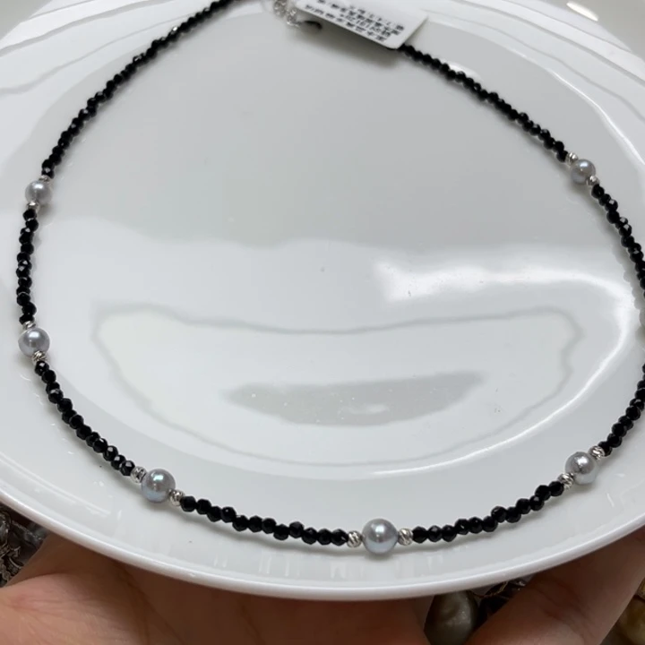 套链银S925镶嵌海水珍珠4-5mm12号