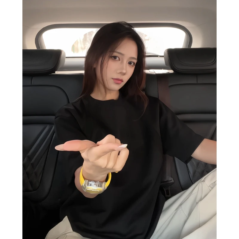 美式重磅解构短袖男夏季boxy版型T恤空气层拼接cleanfit圆领上衣