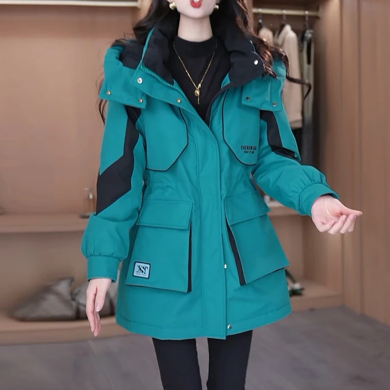高档连帽可拆中长款冲锋衣外套女2025秋冬新款妈妈加绒加厚派克服