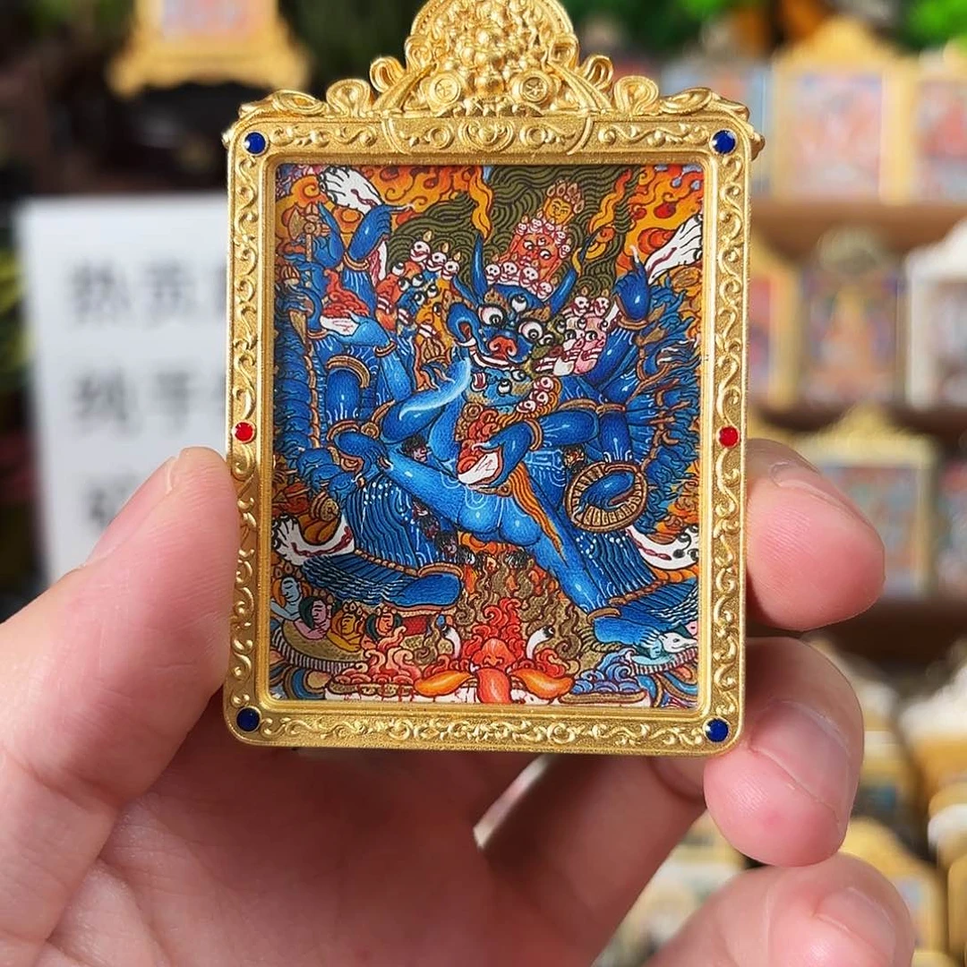 吊坠大威德金刚热贡唐卡