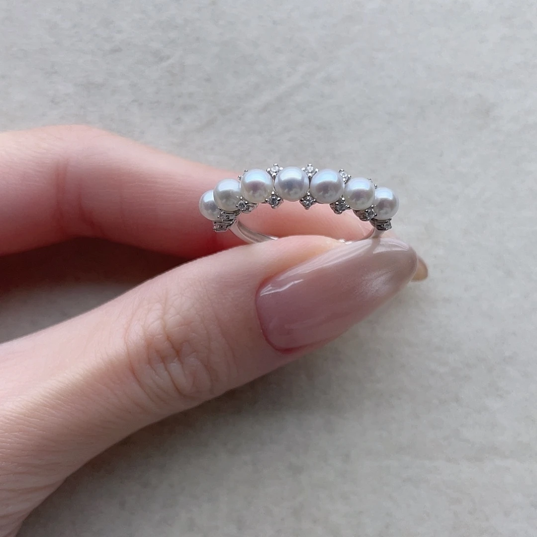 淡水珍珠戒指19银S925镶嵌