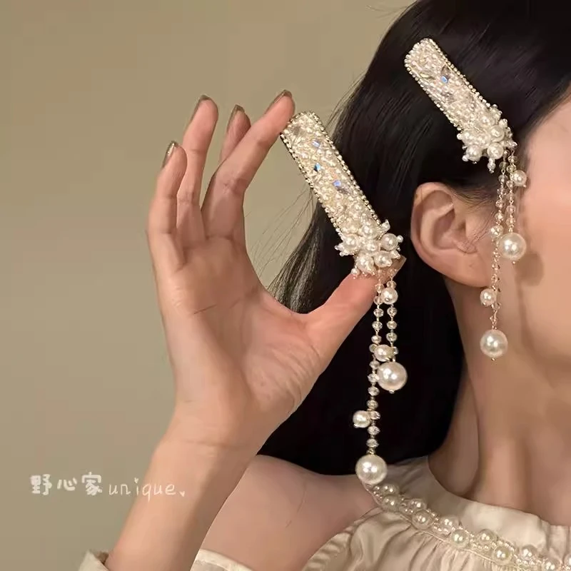 美艳仙女~新中式珍珠流苏发夹女小众民族风发饰侧边夹子头饰发卡