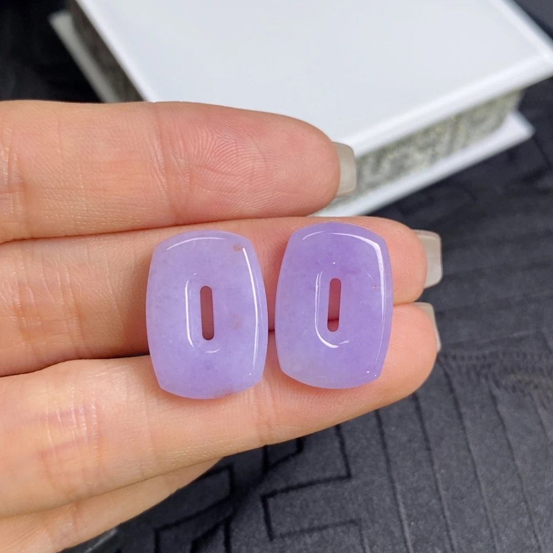 翡翠未镶嵌耳饰紫罗兰方糖