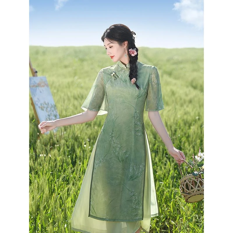 新中式旗袍2025新款改良女款连衣裙复古年轻高端气质高考国风微胖