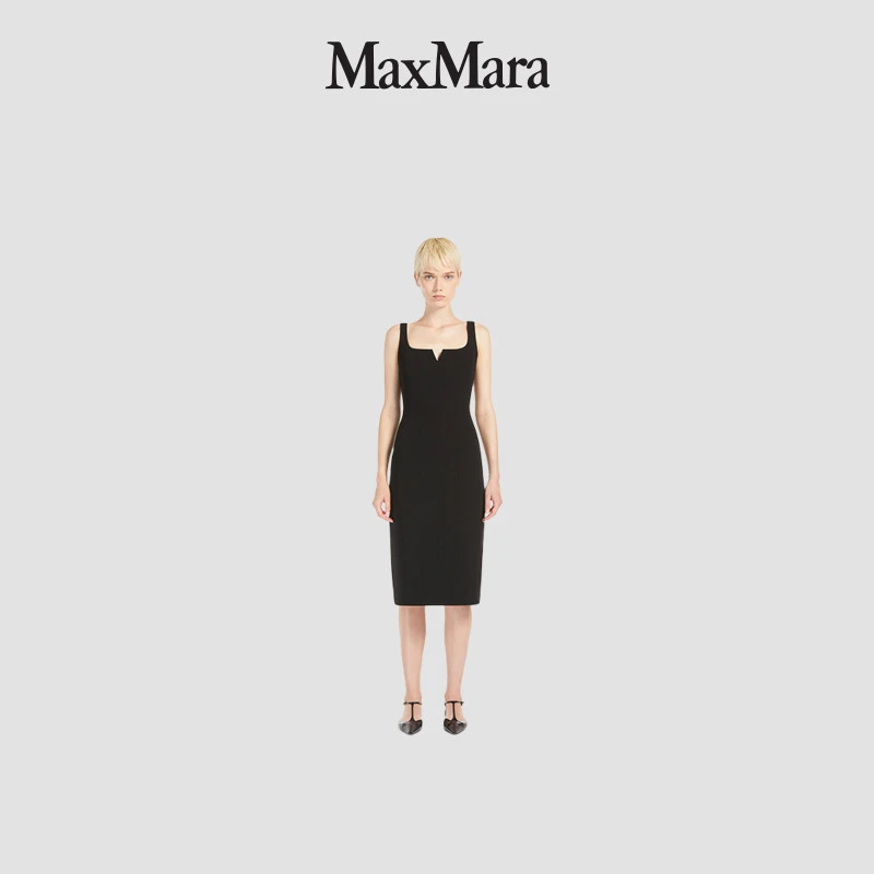 MaxMara 2025早春新品女装无袖纯色连衣裙6221055106