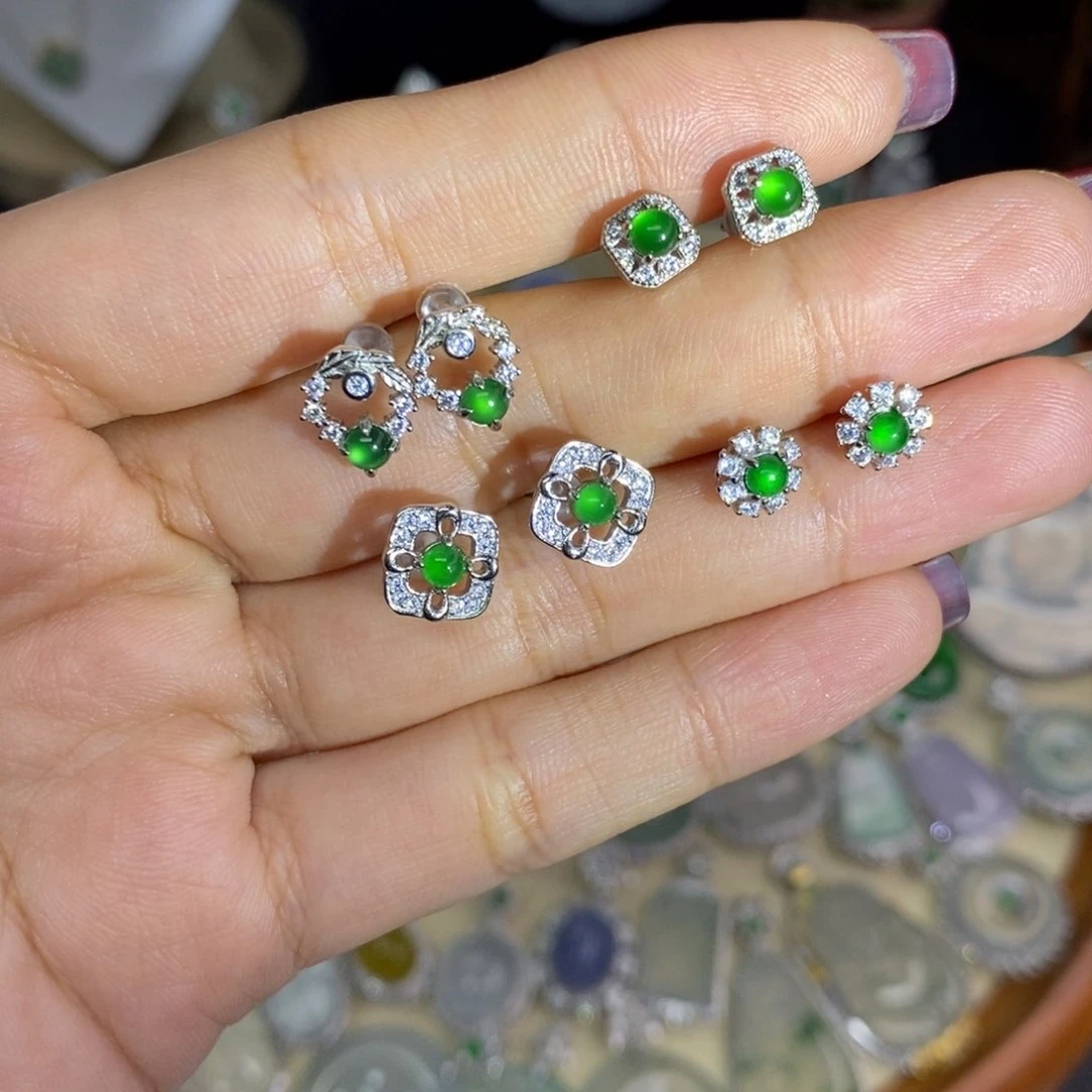 翡翠颈饰银S925镶嵌A货翡翠