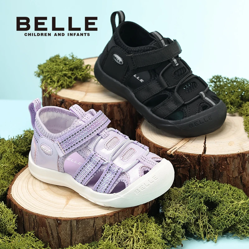 百丽儿童夏季男童女童透气包头休闲户外防滑凉鞋CE8926