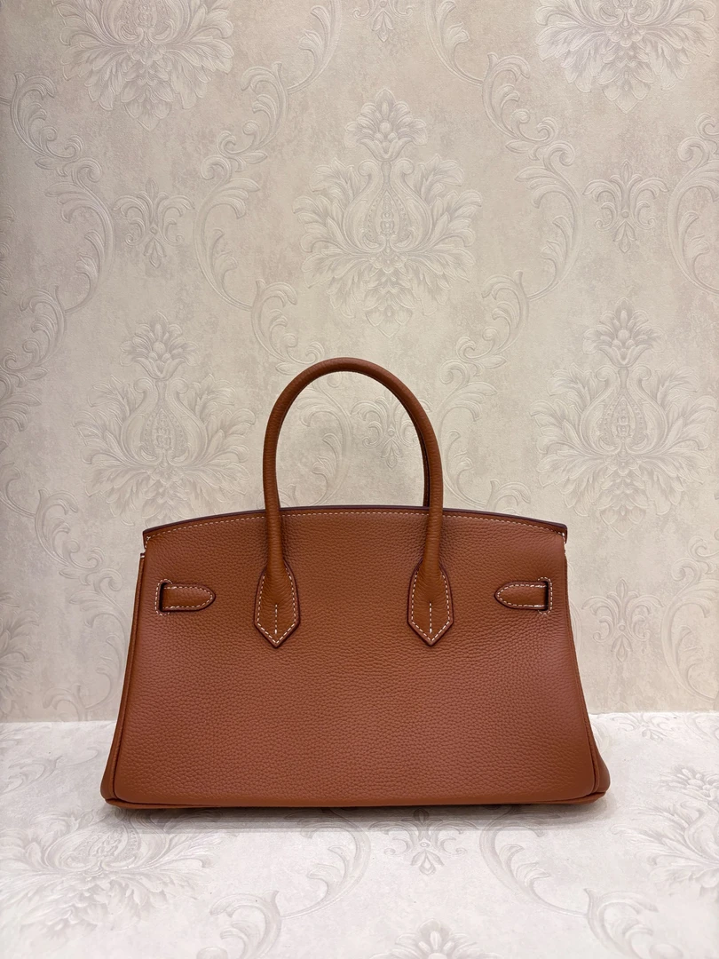 Laugh Queen手工打造真皮女士新款包时尚 10860 棕色 横手提 30cm