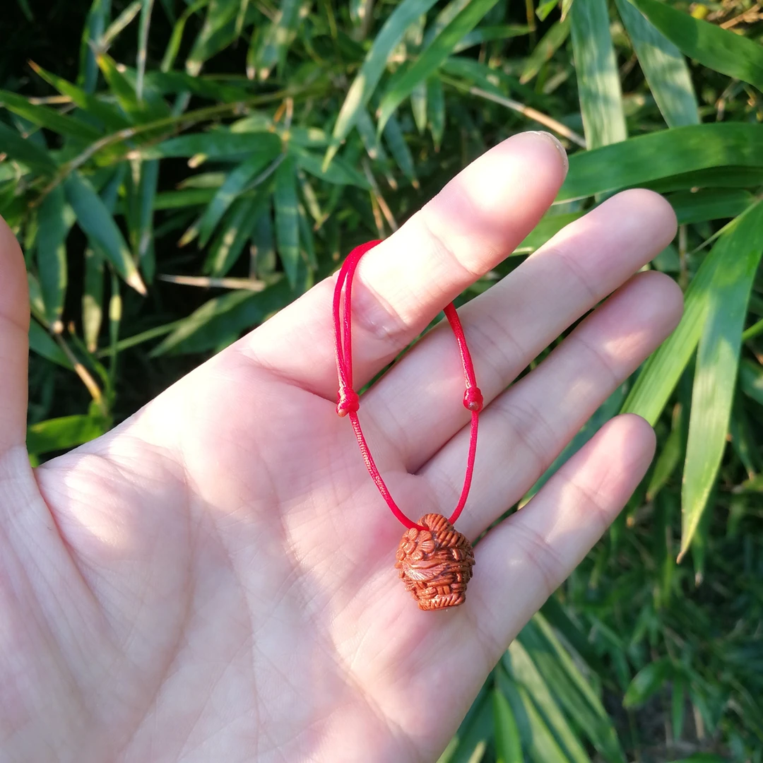 第043款式花叶编织桃篮野生桃核手工雕刻桃篮系列