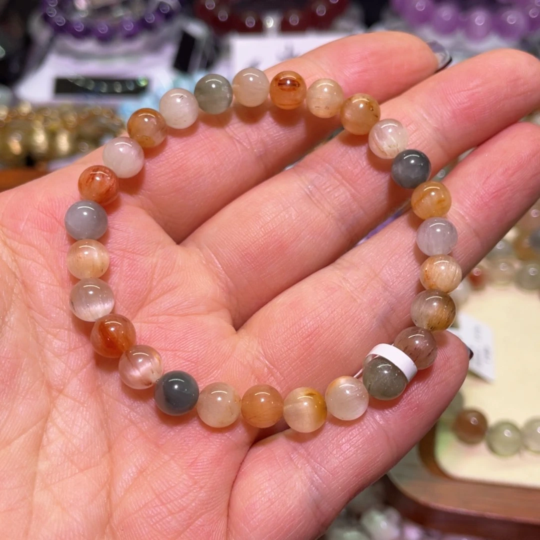 水晶手链未镶嵌7mm彩兔毛