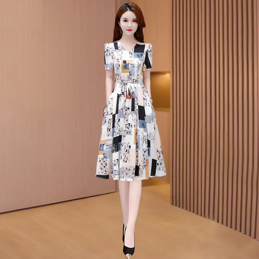 小个子雪纺连衣裙女夏2025新款高端品牌气质轻奢高级感纱料十三行