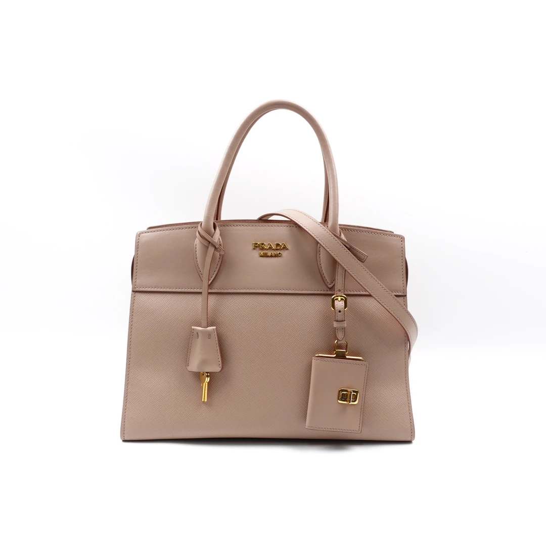 95新 Prada/普拉达 奶茶色单肩包/T10168818
