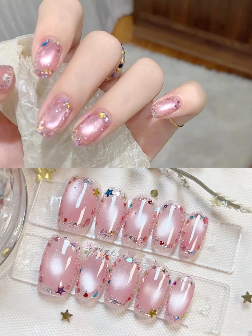 双色水润蜜桃【猫眼+亮片】戴妮娜夏季新款网红爆款显白