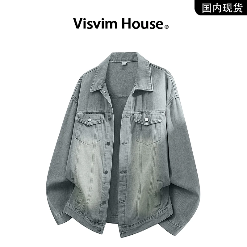 【品牌现货撤柜】VISVIM WINGS春秋新款做旧水洗蓝牛仔夹克外套男士