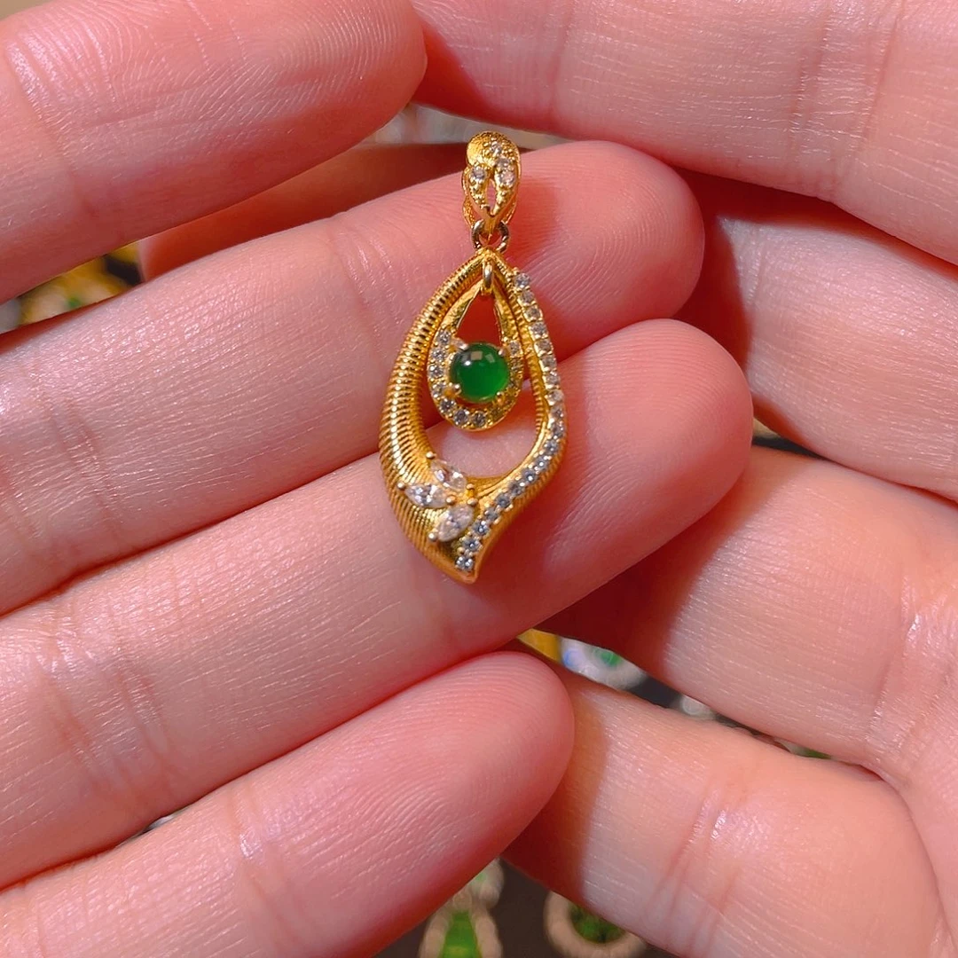 翡翠银S925镶嵌吊坠(不含链)