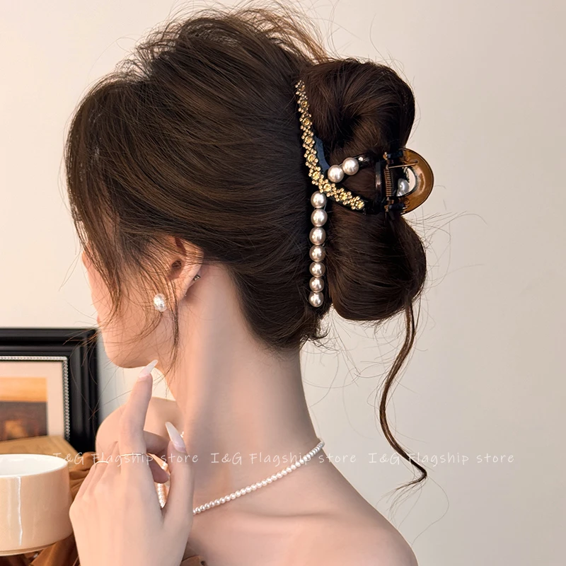 I&G抓夹女高级感2025新款大号发量多气质风后脑勺盘发夹鲨鱼夹子