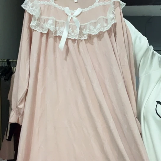 三醋酯纤维粉色睡裙福利清版