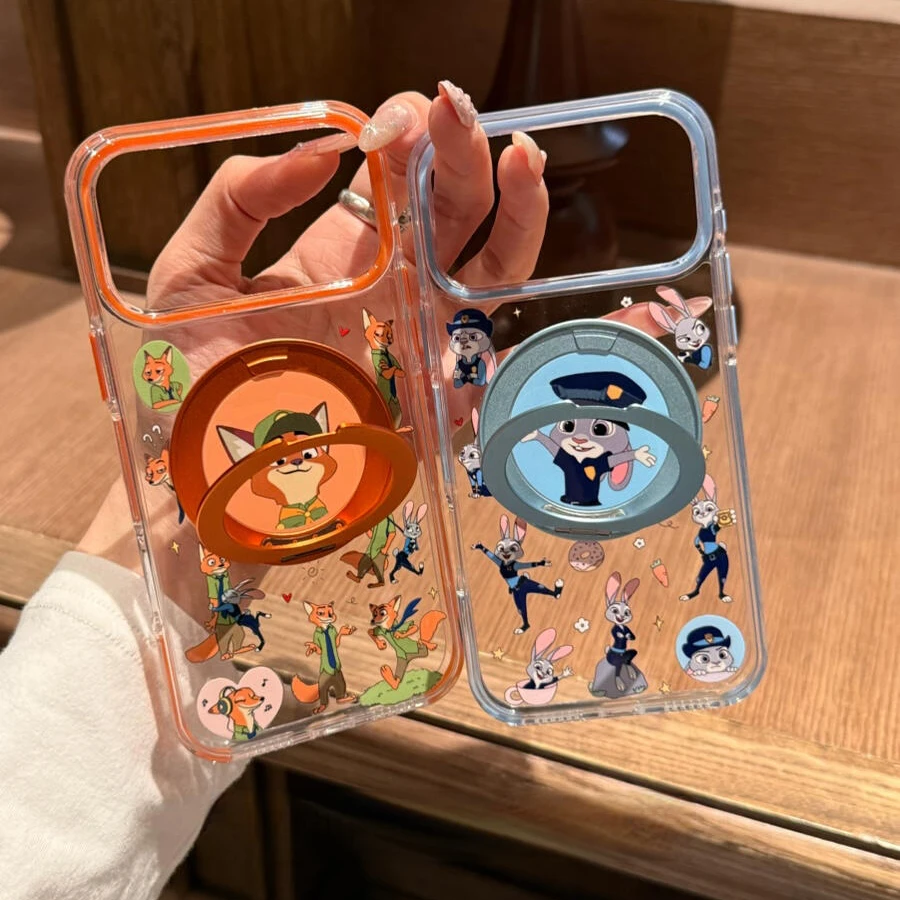 趣味可爱朱迪尼克透明360支架适用iphone17promax苹果16pro防摔14