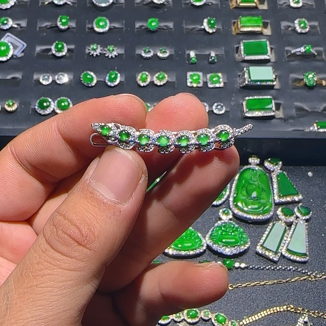 翡翠银S925镶嵌发饰