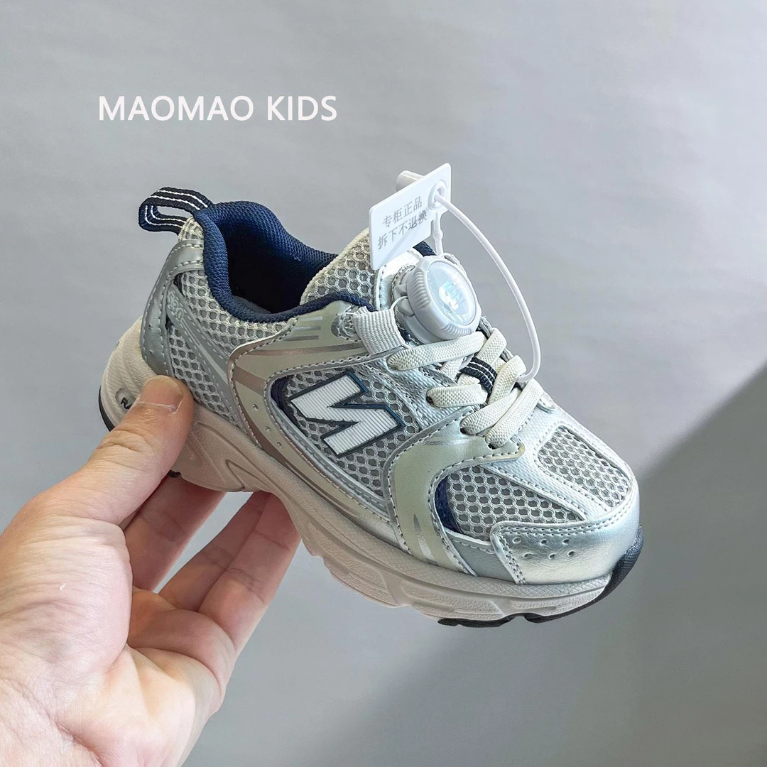 品牌运动鞋女童2025新款夏季网鞋儿童鞋子旋转扣老爹鞋男童潮牌鞋