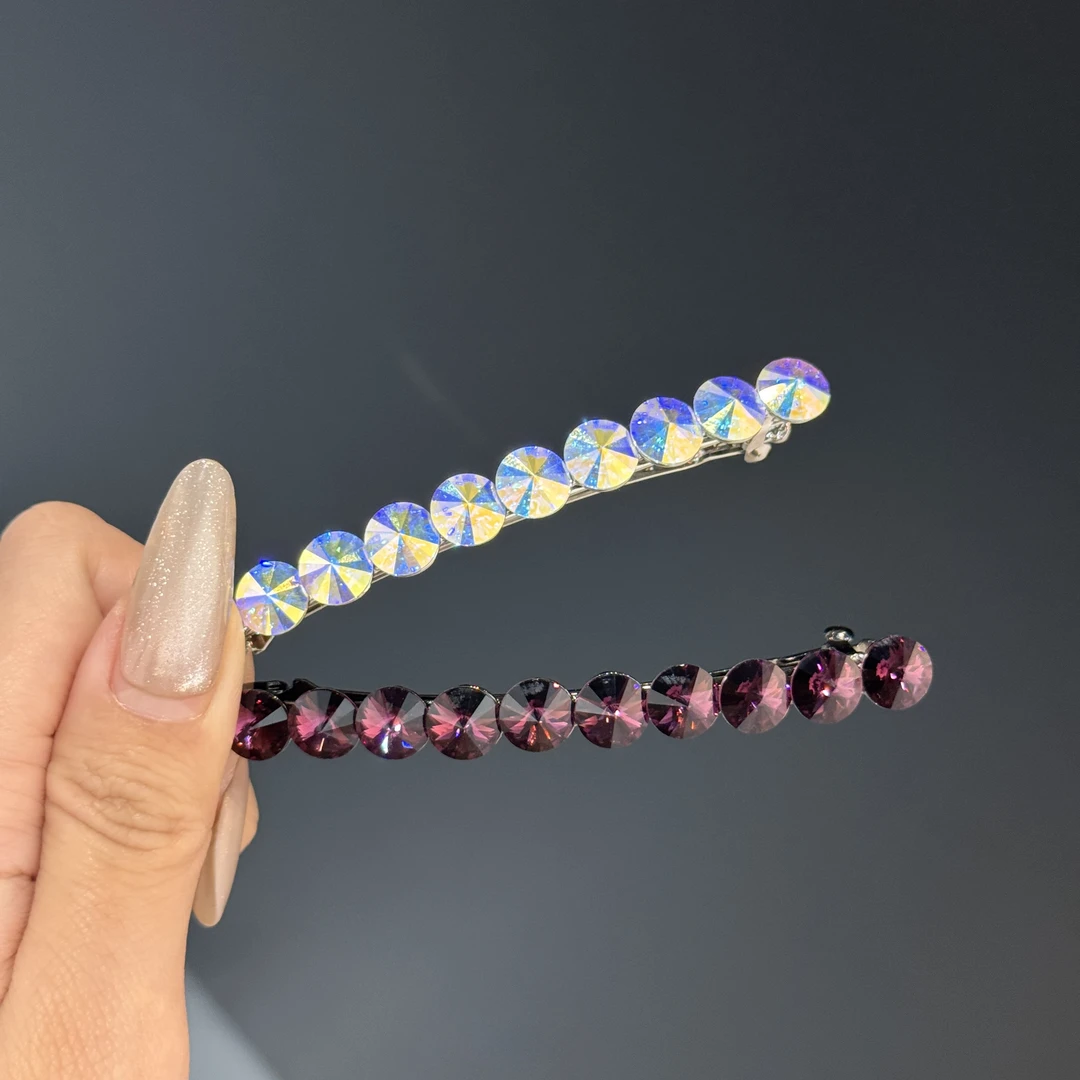 东大门 韩国新款奢华感弹簧一字夹10cm水晶轻奢百搭 2170