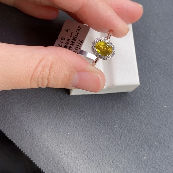 蓝宝石戒指银S925镶嵌英*