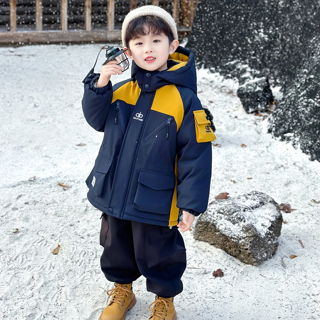 儿童装男童加绒派克服棉衣2025新款冬装加厚棉服男宝冬天上衣工装