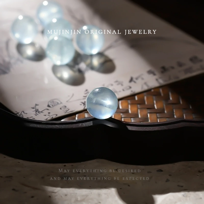 【木槿槿】天然海蓝宝单珠11mm+散珠子时尚配饰XL1904多样性发其一