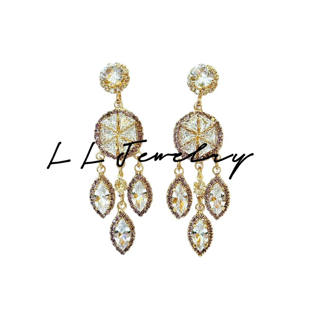 铜合金合成锆石耳饰 LL Jewelry & 超重工系列捕梦网闪闪耳钉