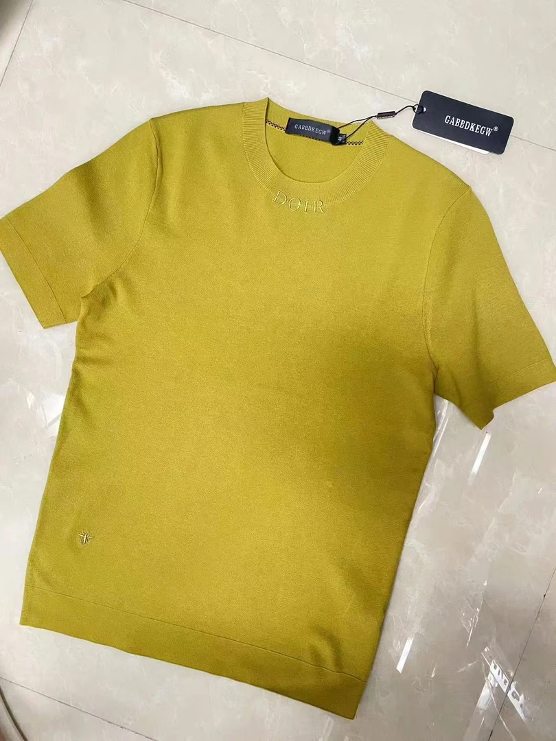 【621-下摆小蜜蜂刺绣圆领短袖】男士针织短袖