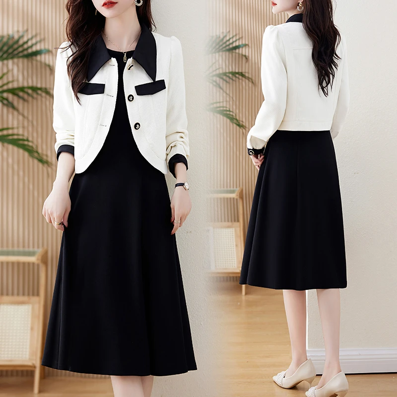 小香风两件套装2025秋季新款裙子女装洋气春秋显瘦气质长袖时尚