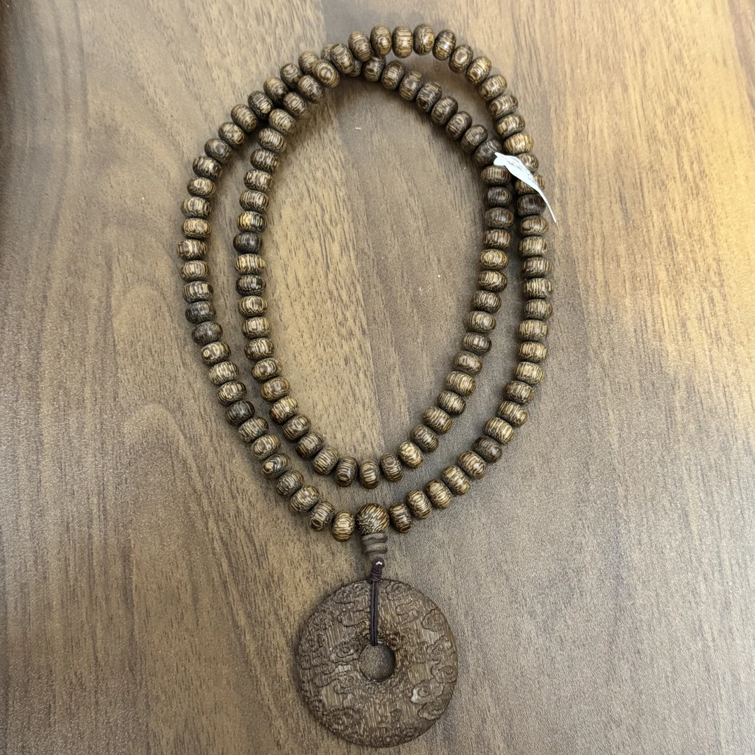 芽庄白棋 108 祥云平安扣吊坠-木作保养多样性发货