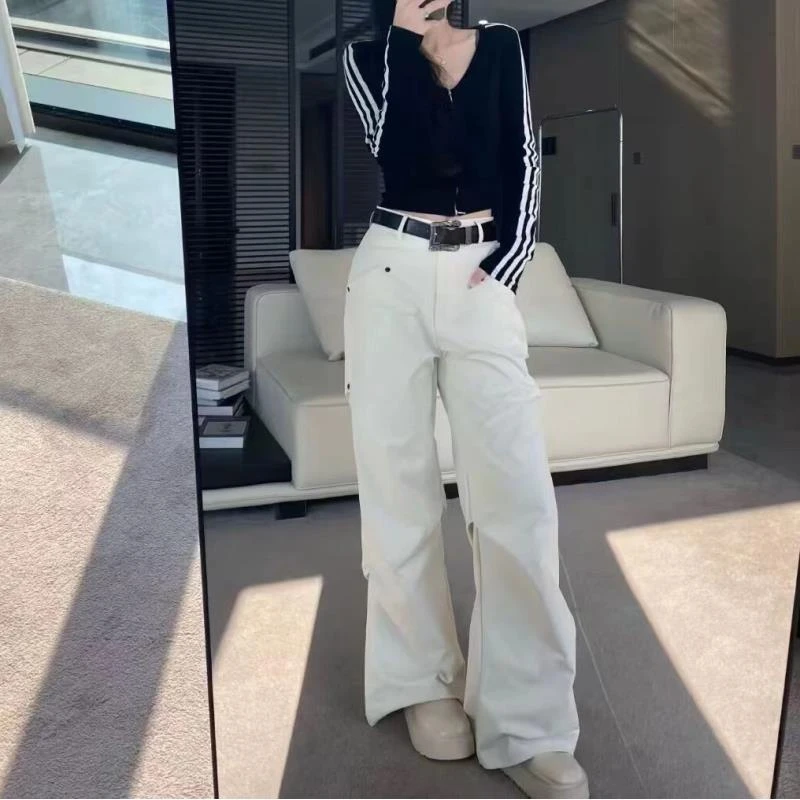 春季新款潮流气质时尚钉扣带腰带宽松显瘦减龄百搭休闲裤2581-G