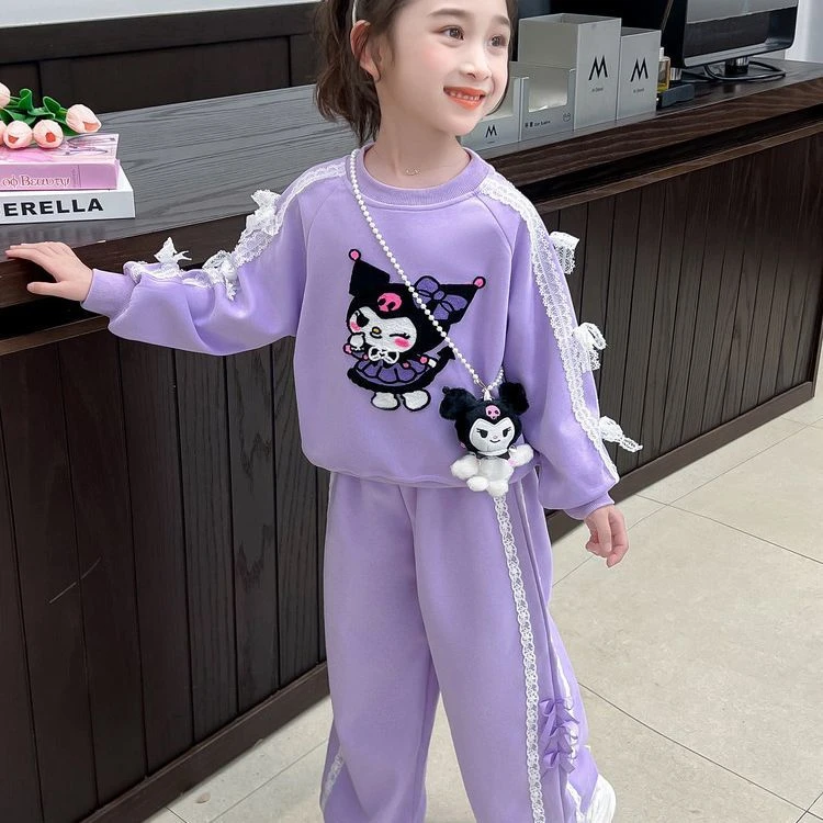 戴维贝啦儿童库洛米卫衣套装女童2025春秋新款洋气库洛米两