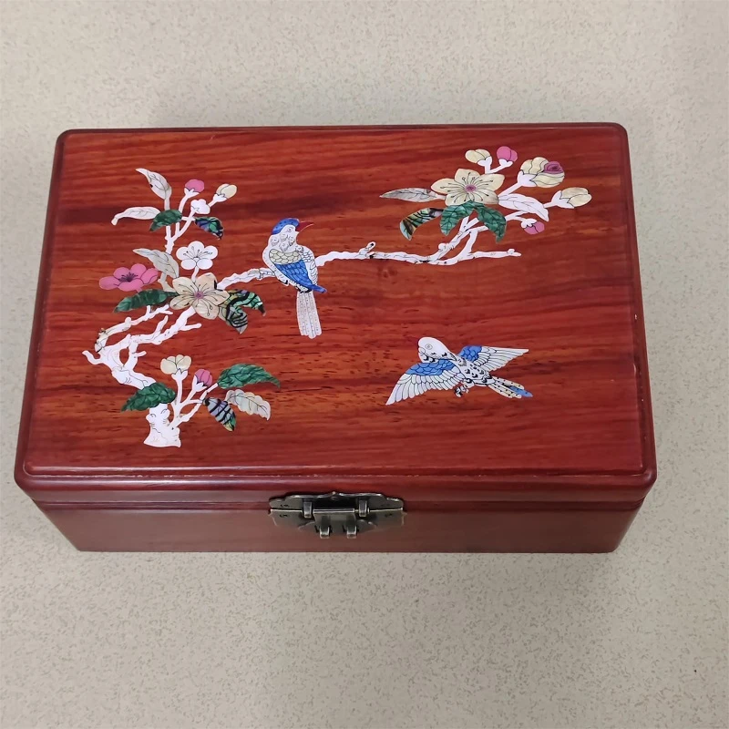 红花螺钿工艺首饰盒喜上眉梢饰品盒28*19*10cm