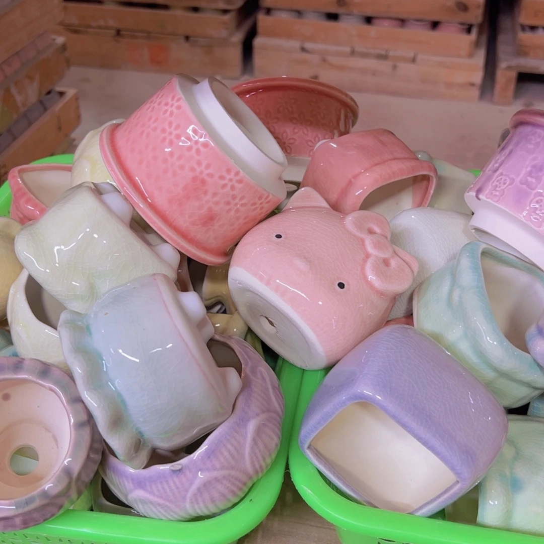 陶瓷花盆当场凑满12包邮随机瑕疵4个