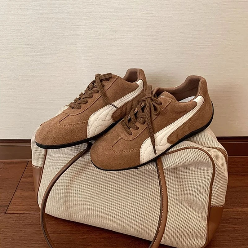 复古系带休闲鞋德训鞋轻便软底德训鞋2025秋冬新款系带复古运动鞋