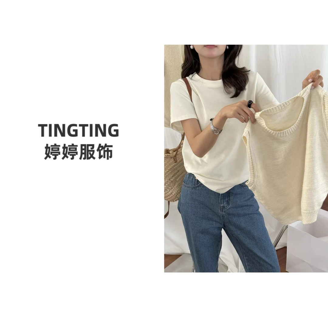 【TINGTING】【磨毛】春款2025纯色简约百搭T恤
