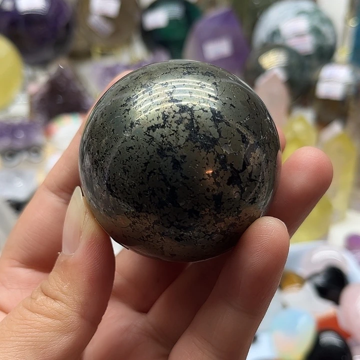 水晶珠宝半成品未镶嵌366克黄铜矿球