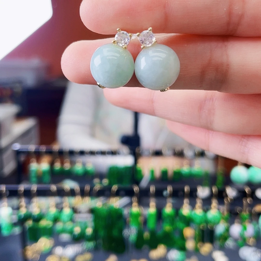 翡翠未镶嵌耳饰饰品