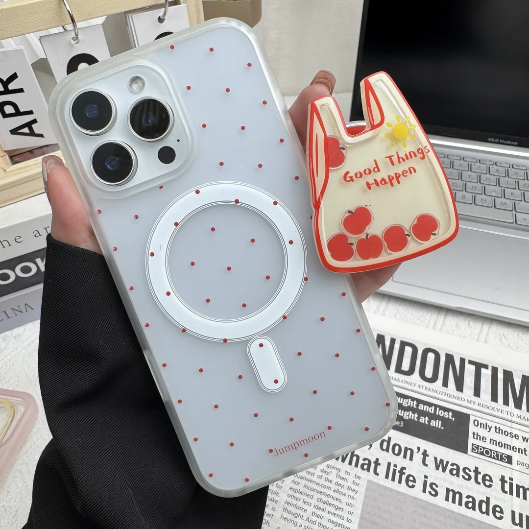 肤感磁吸波点购物袋适用于苹果16pro手机壳iPhone14女13ins小众