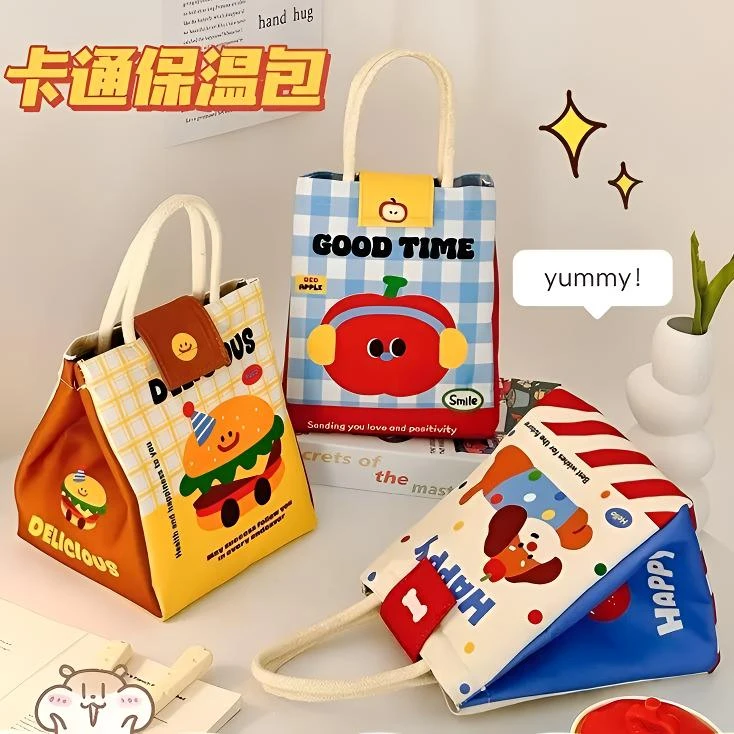 可爱饭盒手提袋子冬季早餐保温袋便当包学生上班族便携餐包饭盒袋