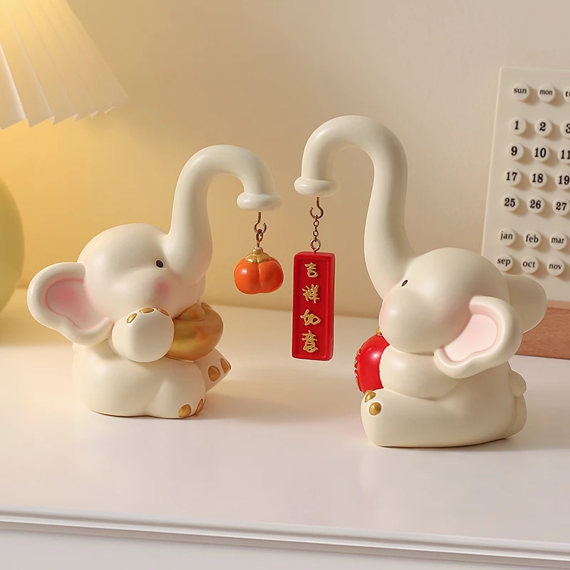 创意喜庆大象摆饰玄关客厅酒柜电视柜轻奢高档装饰品乔迁新居礼物