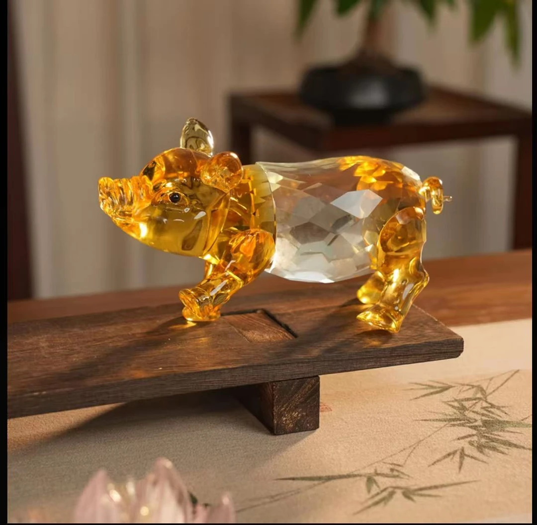 K9水晶金猪来福财元宝猪家居摆件玄关摆件