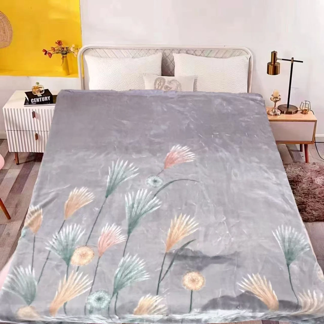 200*230cm 灰色芦苇 双层  盖毯午睡毯多功能卧室加厚绒毛毯