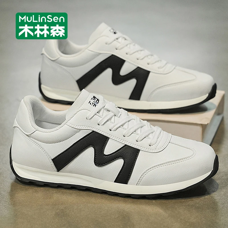 木林森男鞋2025新款潮流休闲运动鞋男阿甘鞋秋季软底工作豆豆板鞋