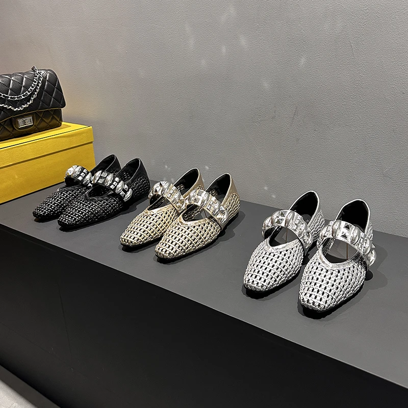 法式内增高编织镂空透气单鞋子女春夏季2025新款玛丽珍女鞋晚晚鞋