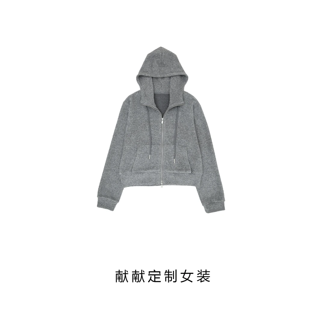 质感牛爆了~双拉链休闲连帽卫衣  23-413